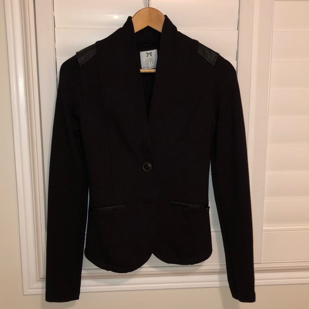 DEPT cotton blazer with faux leather detail